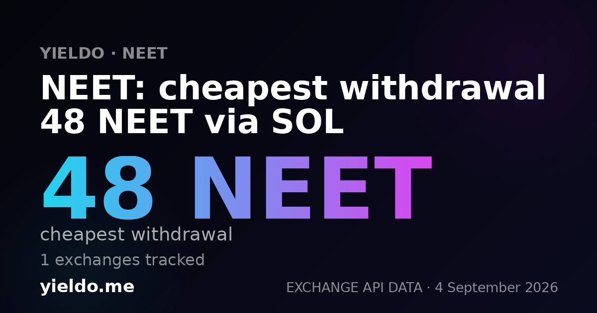 NEET: cheapest withdrawal 48 NEET via SOL
