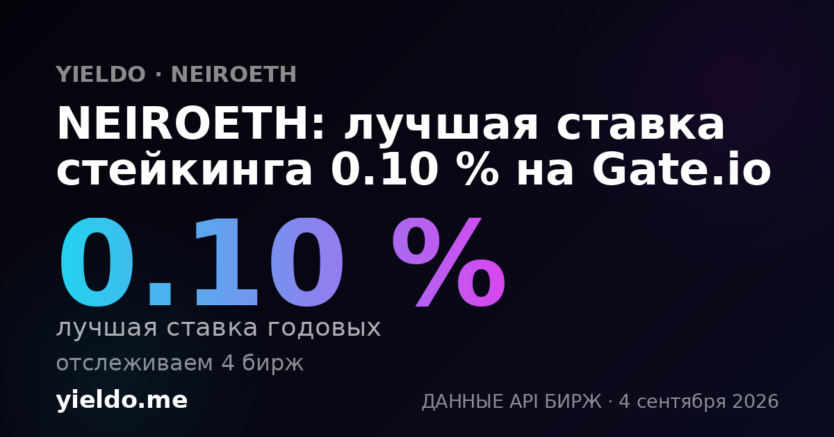 NEIROETH: лучшая ставка стейкинга 0.10 % на Gate.io