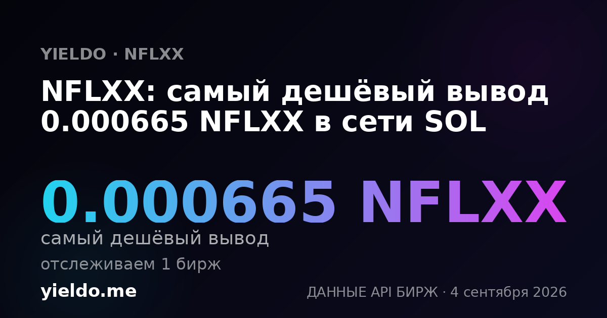 NFLXX: самый дешёвый вывод 0.000665 NFLXX в сети SOL