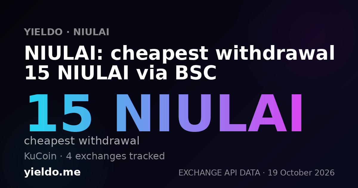 NIULAI: cheapest withdrawal 15 NIULAI via BSC