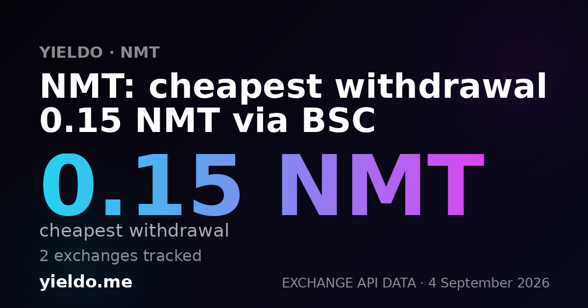 NMT: cheapest withdrawal 0.15 NMT via BSC
