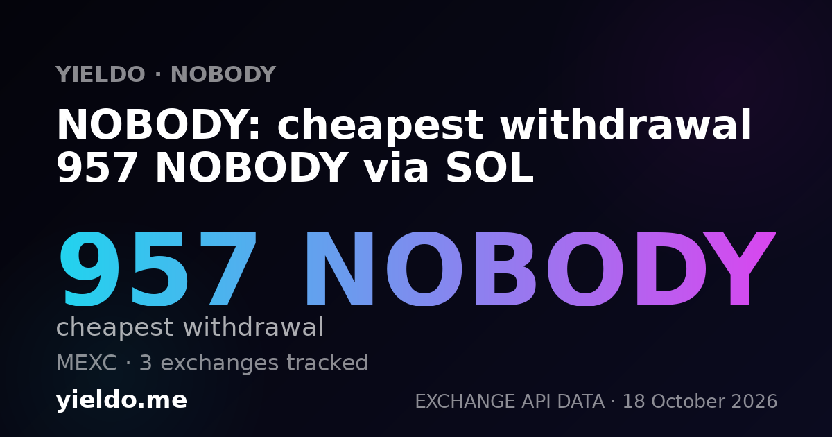 NOBODY: cheapest withdrawal 957 NOBODY via SOL