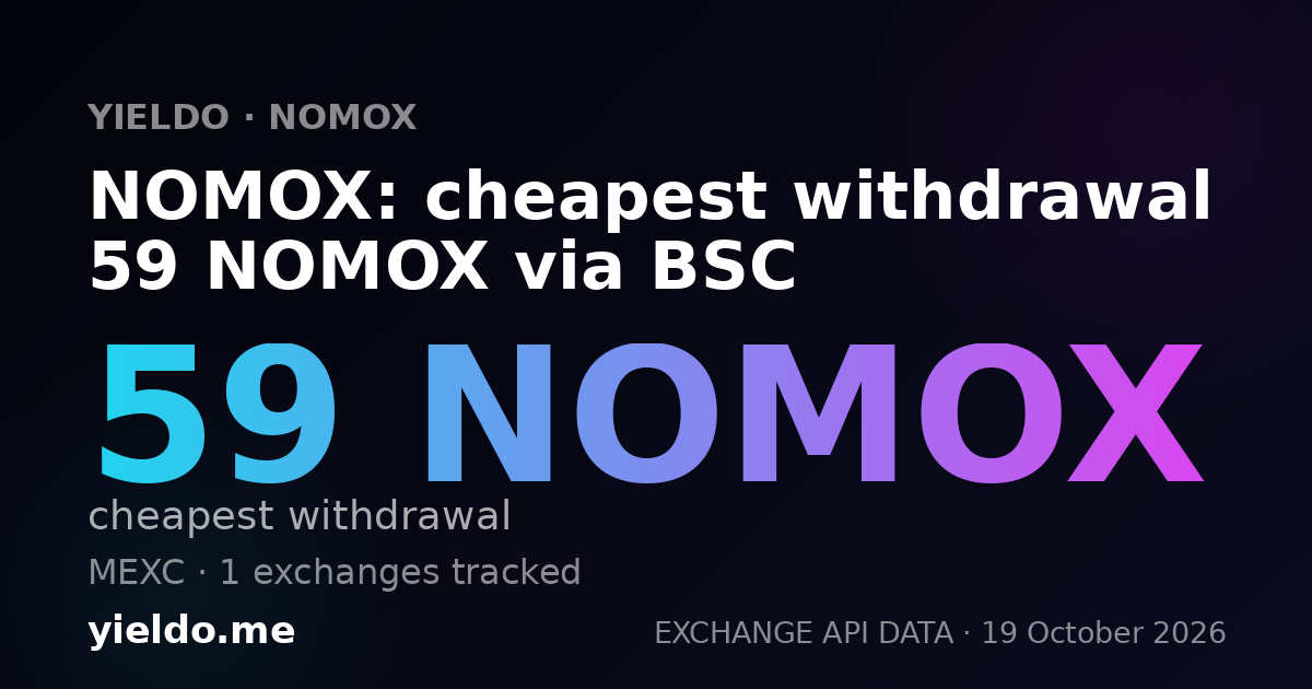 NOMOX: cheapest withdrawal 59 NOMOX via BSC