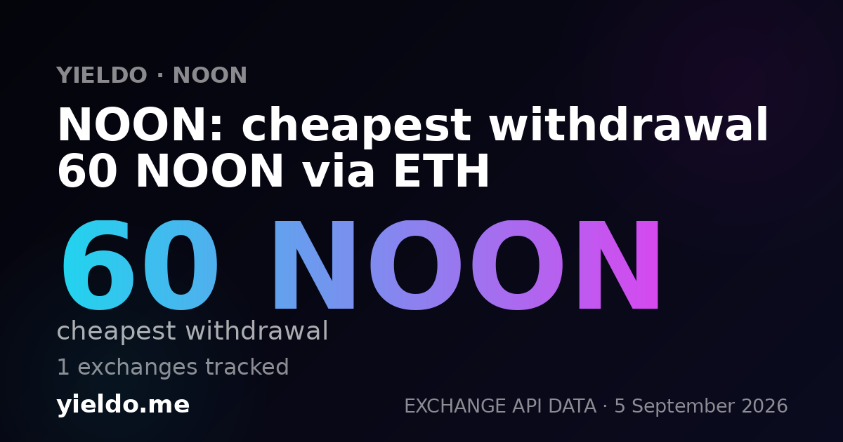 NOON: cheapest withdrawal 60 NOON via ETH