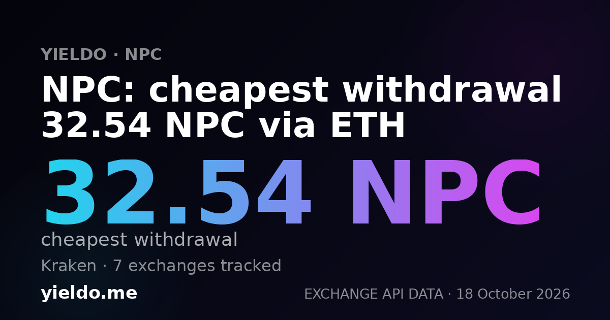 NPC: cheapest withdrawal 32.53 NPC via ETH