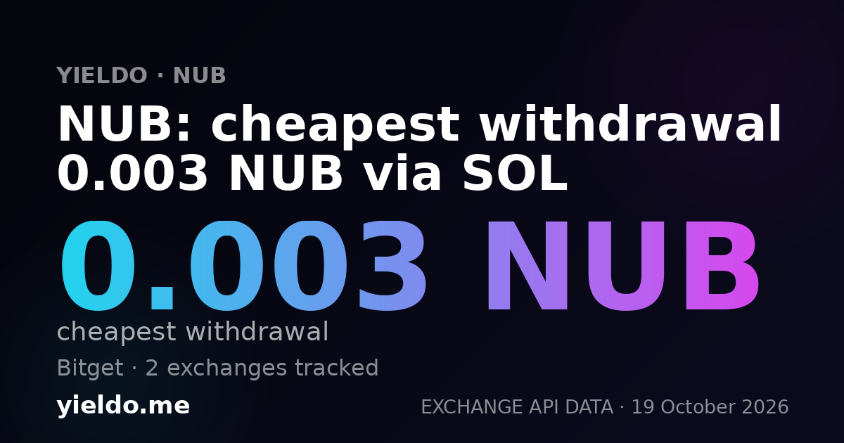 NUB: cheapest withdrawal 0.003 NUB via SOL