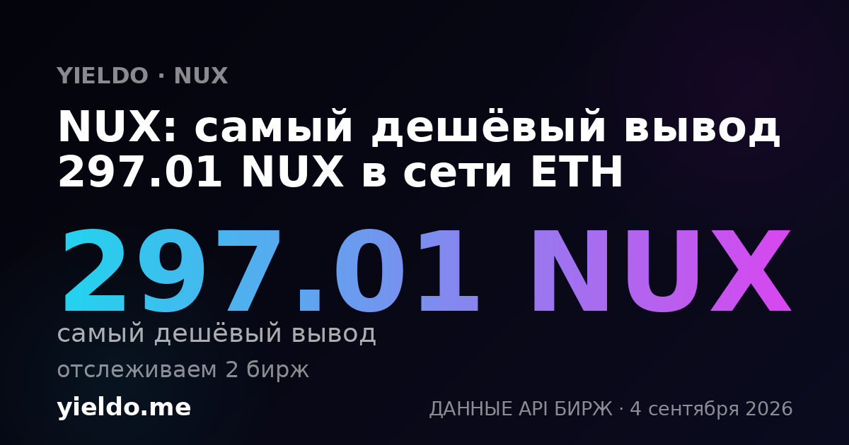 NUX: самый дешёвый вывод 297.01 NUX в сети ETH