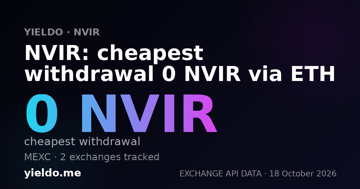 NVIR: cheapest withdrawal 0 NVIR via ETH