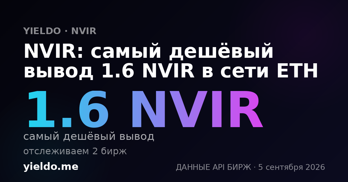 NVIR: самый дешёвый вывод 1.6 NVIR в сети ETH