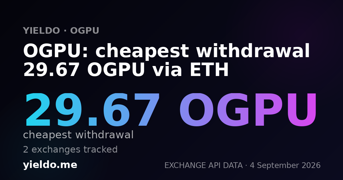 OGPU: cheapest withdrawal 29.67 OGPU via ETH