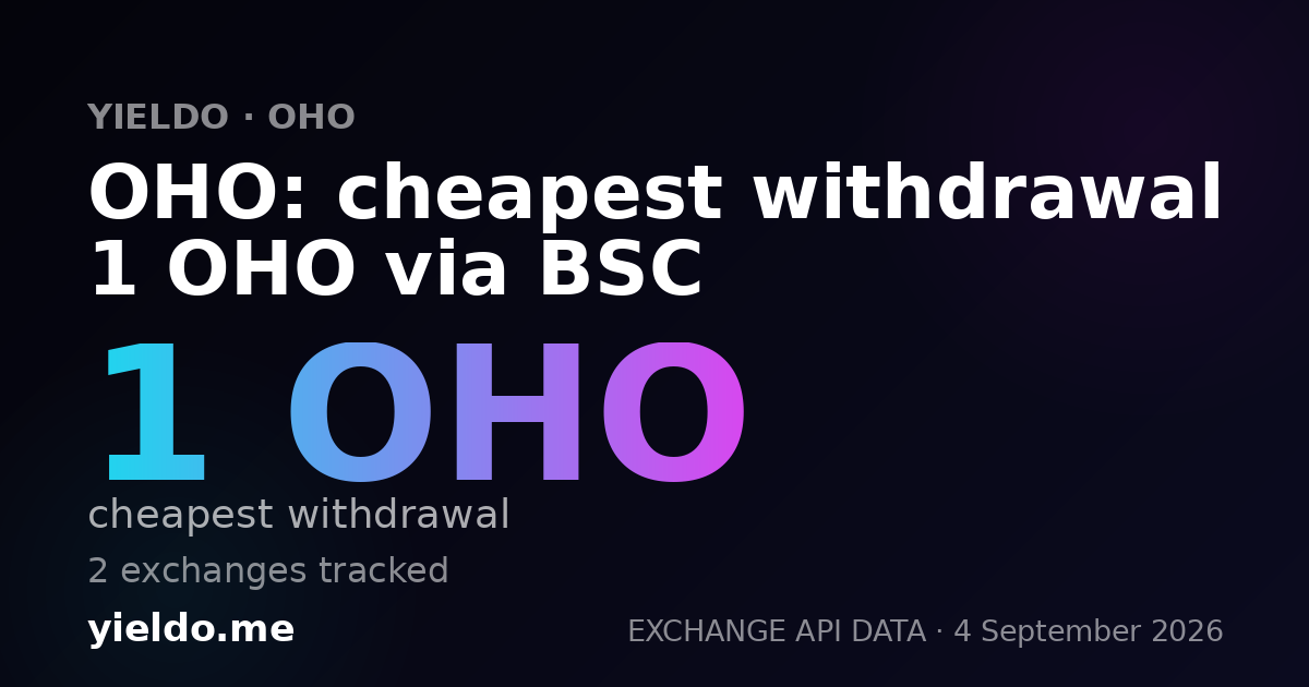 OHO: cheapest withdrawal 1 OHO via BSC
