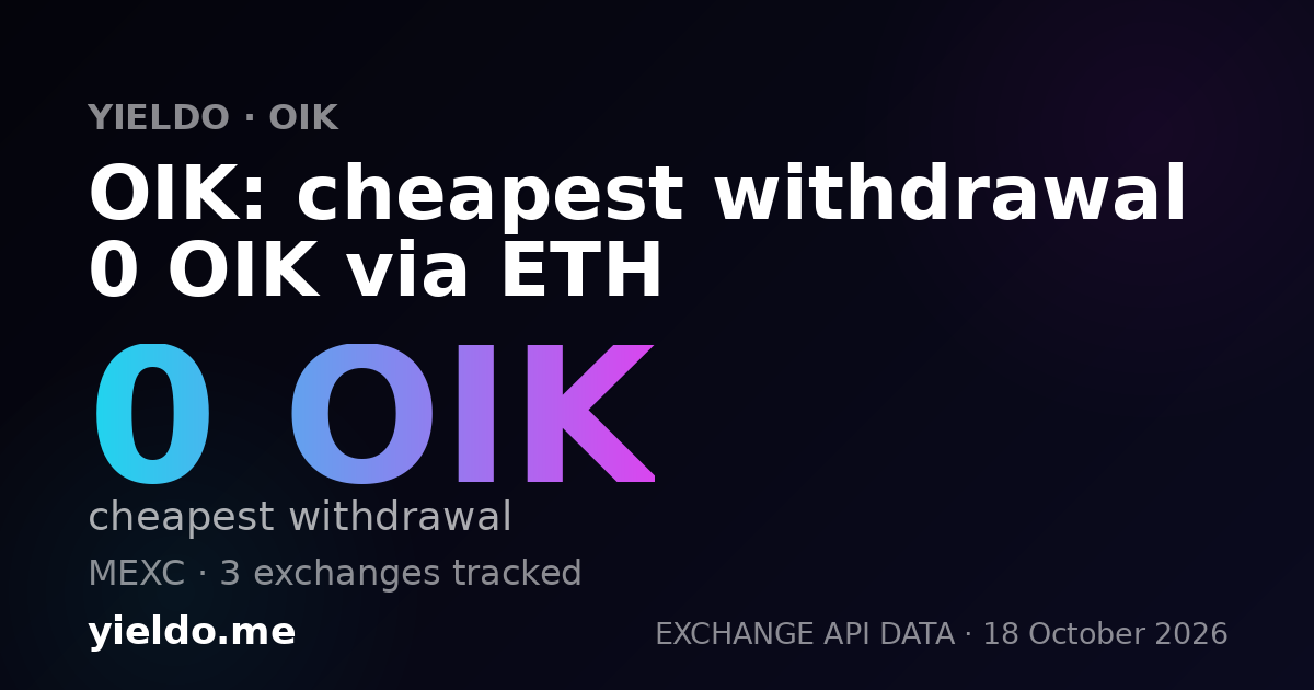 OIK: cheapest withdrawal 0 OIK via ETH
