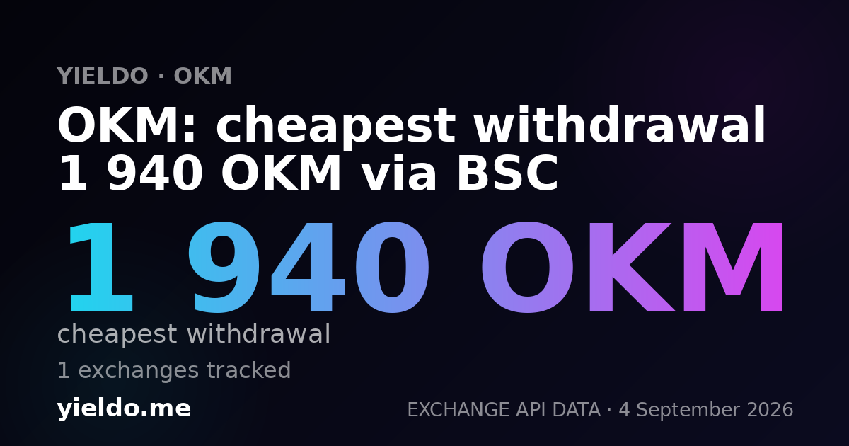 OKM: cheapest withdrawal 1 940 OKM via BSC