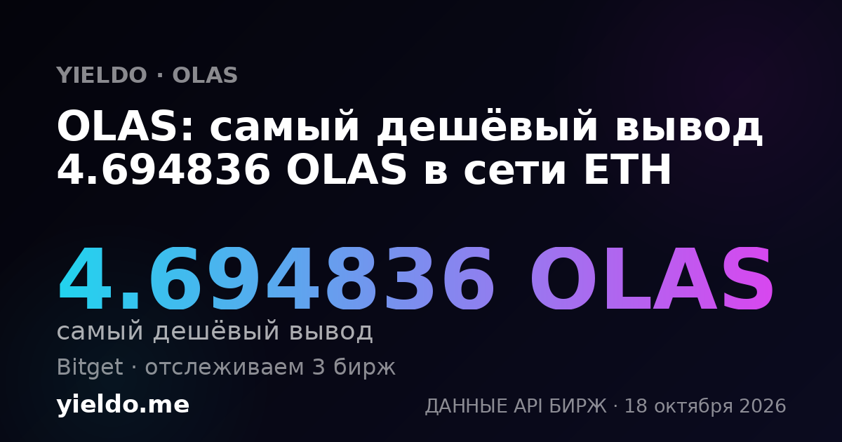 OLAS: самый дешёвый вывод 4.694836 OLAS в сети ETH