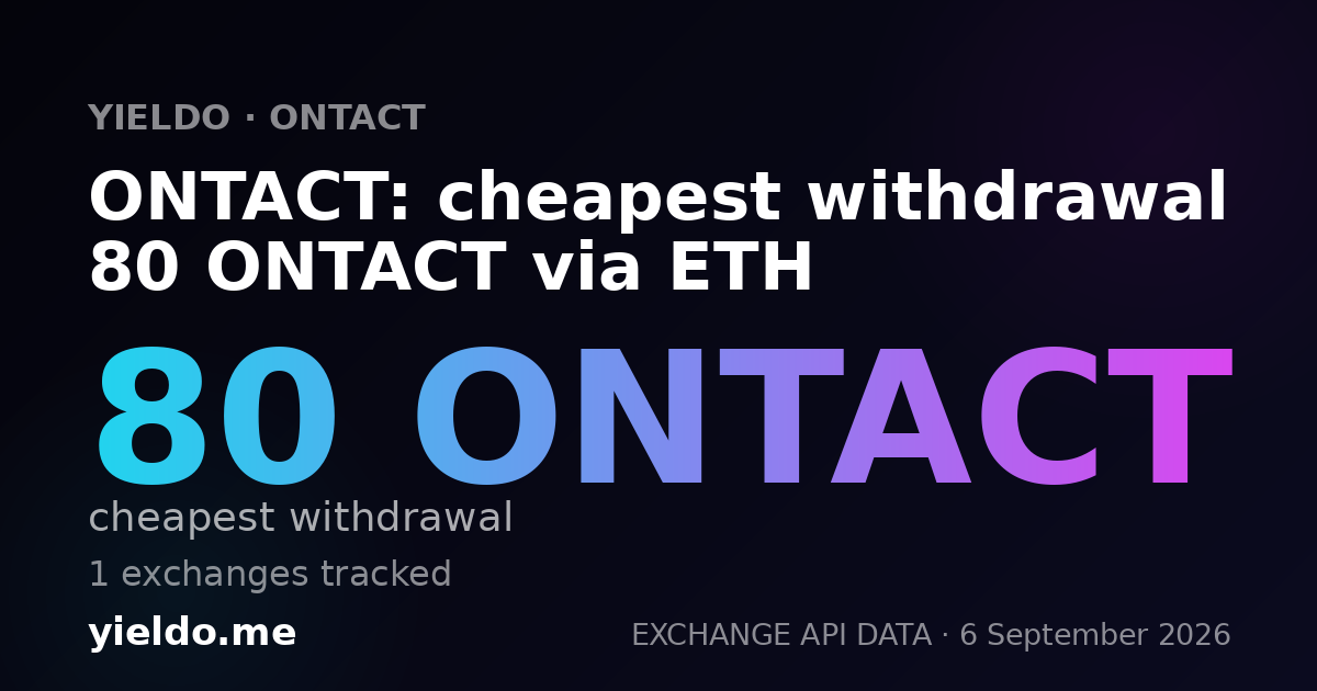 ONTACT: cheapest withdrawal 80 ONTACT via ETH