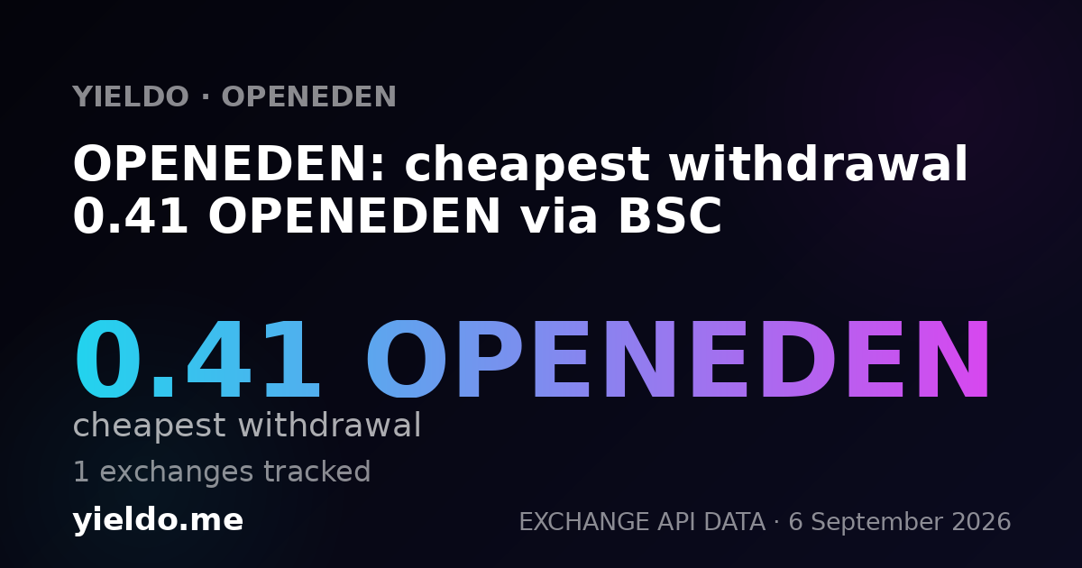 OPENEDEN: cheapest withdrawal 0.41 OPENEDEN via BSC