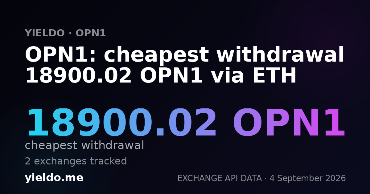 OPN1: cheapest withdrawal 18900.02 OPN1 via ETH