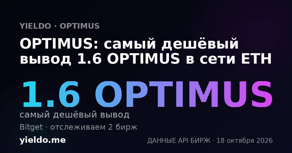 OPTIMUS: самый дешёвый вывод 1.6 OPTIMUS в сети ETH