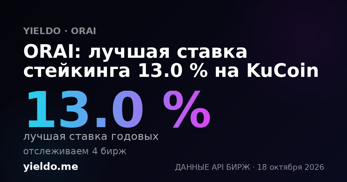 ORAI: лучшая ставка стейкинга 13.0 % на KuCoin