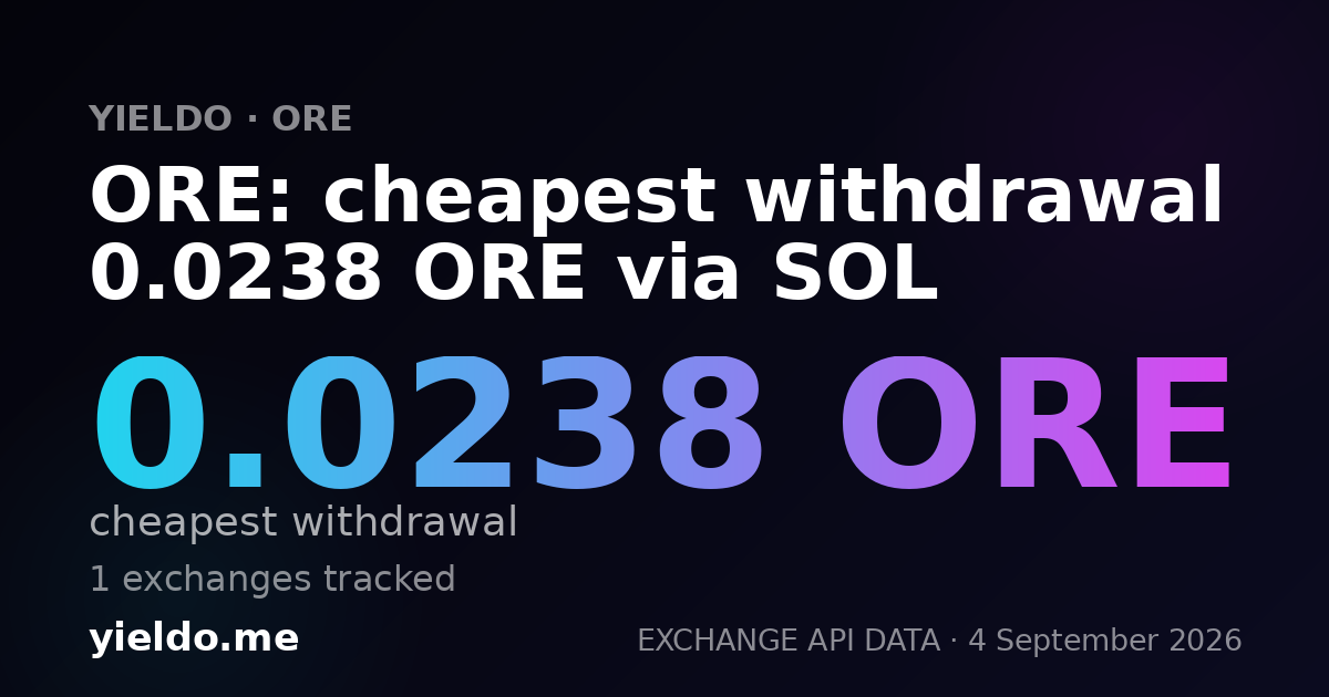 ORE: cheapest withdrawal 0.0238 ORE via SOL