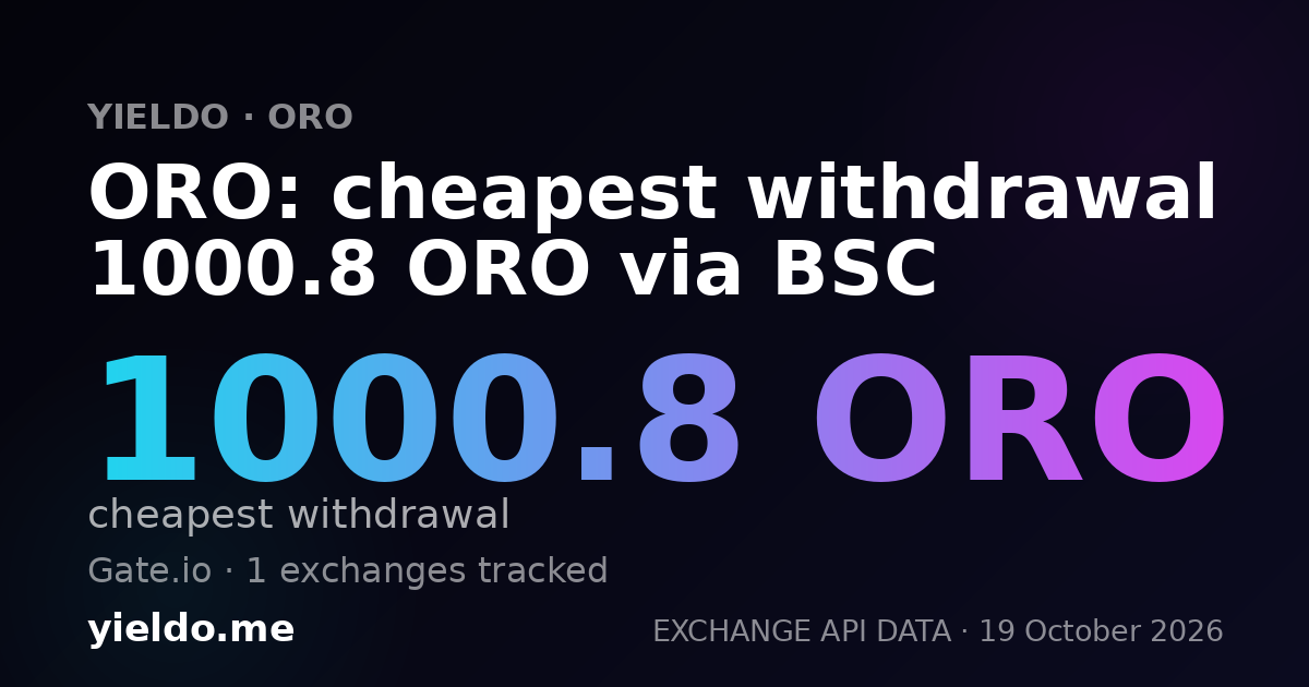 ORO: cheapest withdrawal 1000.8 ORO via BSC