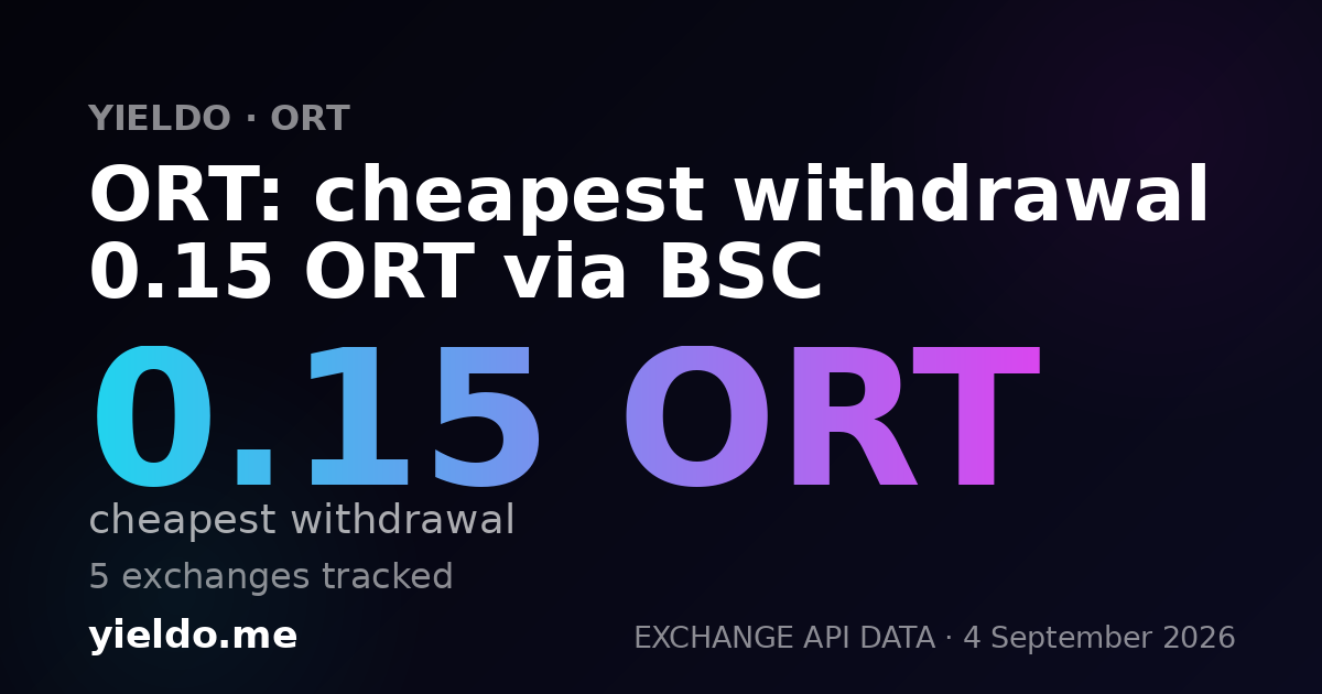 ORT: cheapest withdrawal 0.15 ORT via BSC
