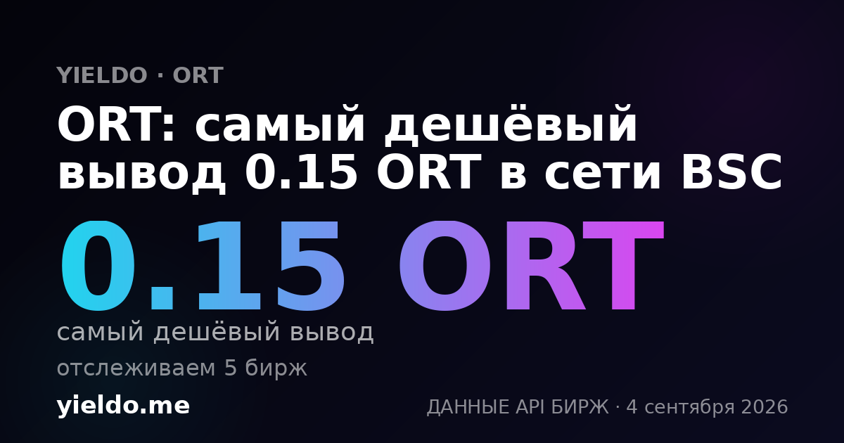 ORT: самый дешёвый вывод 0.15 ORT в сети BSC