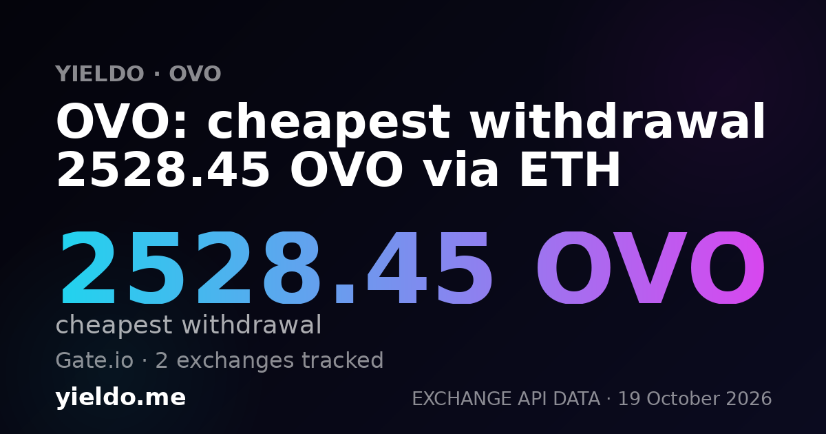OVO: cheapest withdrawal 2528.45 OVO via ETH