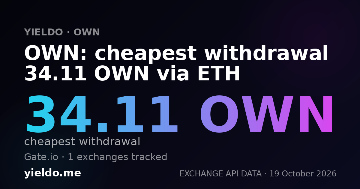OWN: cheapest withdrawal 34.11 OWN via ETH