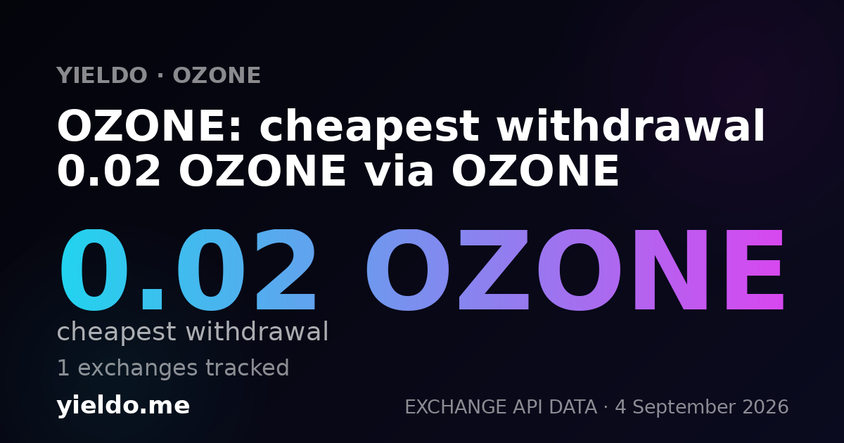 OZONE: cheapest withdrawal 0.02 OZONE via OZONE