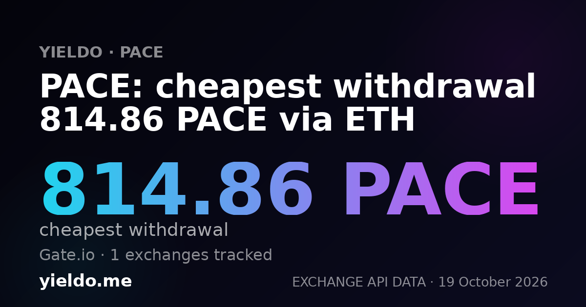 PACE: cheapest withdrawal 728.92 PACE via ETH