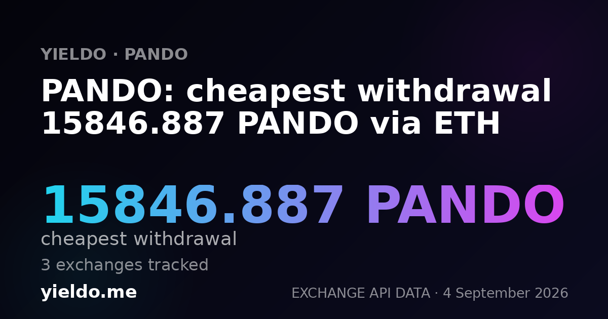PANDO: cheapest withdrawal 15846.887 PANDO via ETH
