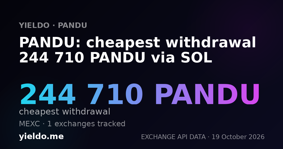 PANDU: cheapest withdrawal 244 710 PANDU via SOL