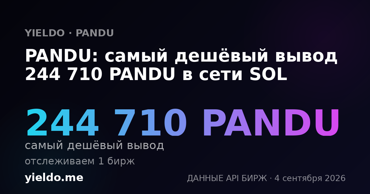 PANDU: самый дешёвый вывод 244 710 PANDU в сети SOL