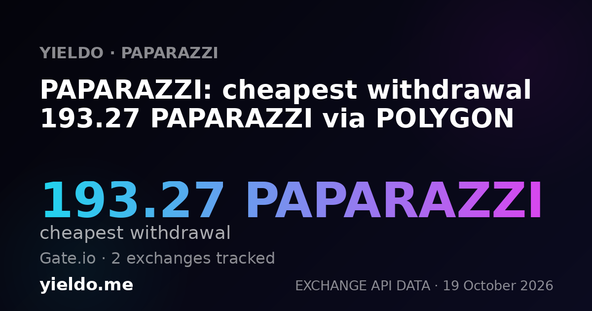 PAPARAZZI: cheapest withdrawal 193.27 PAPARAZZI via POLYGON
