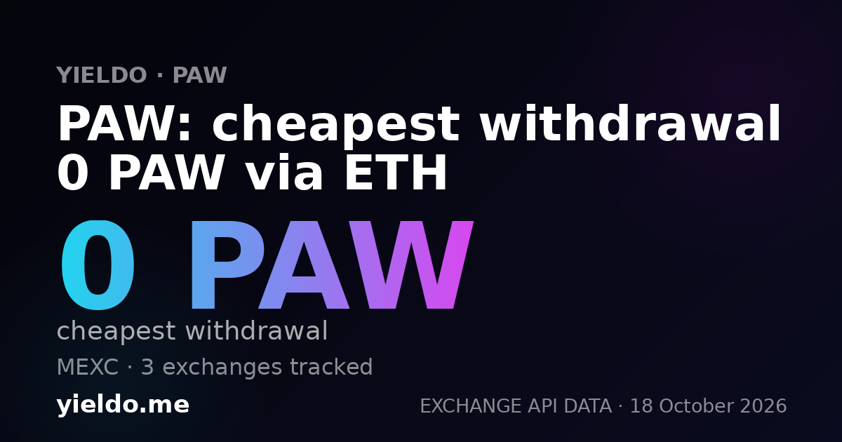 PAW: cheapest withdrawal 0 PAW via ETH