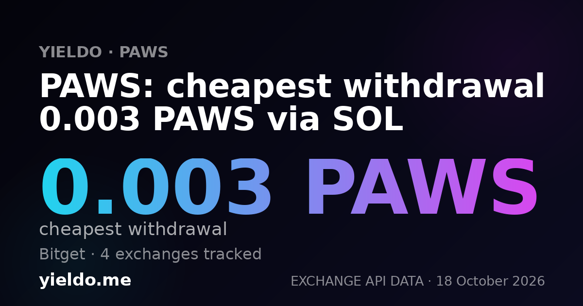PAWS: cheapest withdrawal 0.003 PAWS via SOL