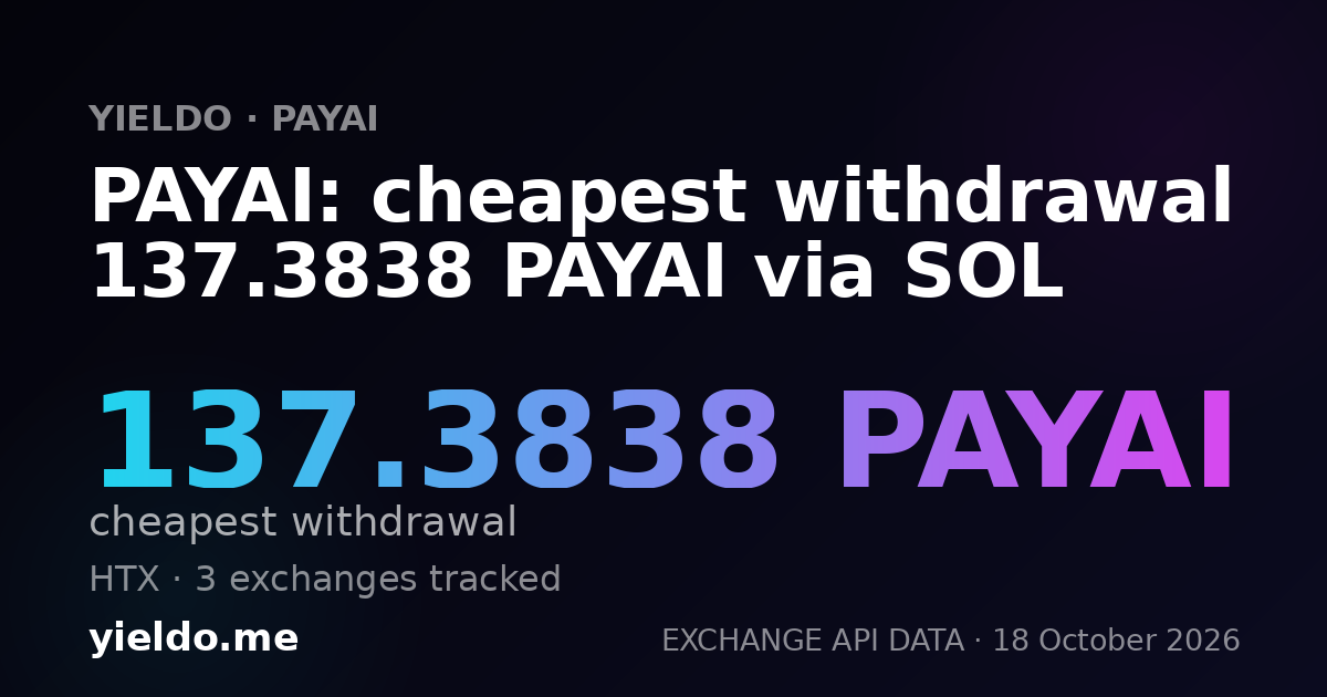 PAYAI: cheapest withdrawal 137.3838 PAYAI via SOL