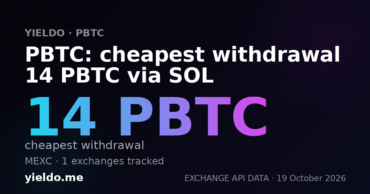 PBTC: cheapest withdrawal 14 PBTC via SOL