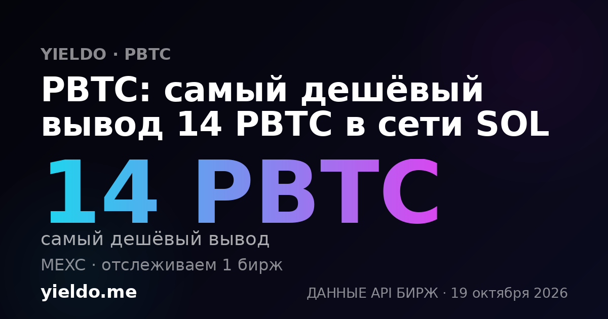 PBTC: самый дешёвый вывод 14 PBTC в сети SOL
