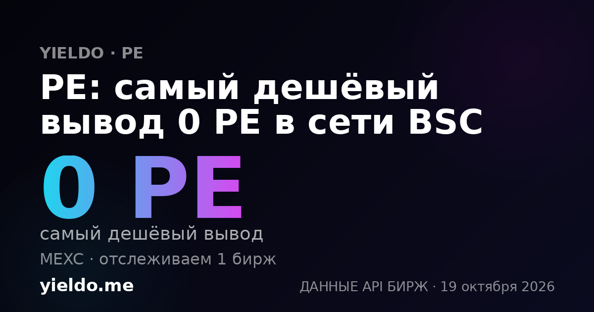 PE: самый дешёвый вывод 0 PE в сети BSC
