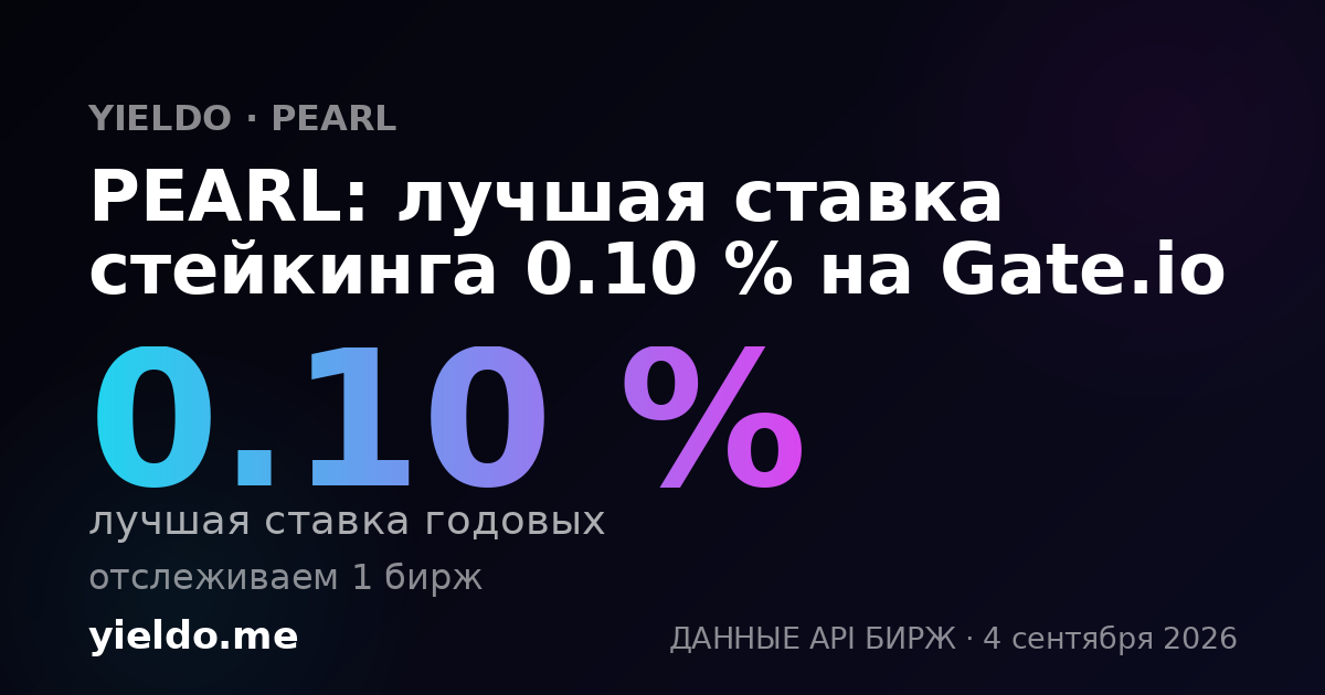 PEARL: лучшая ставка стейкинга 0.10 % на Gate.io