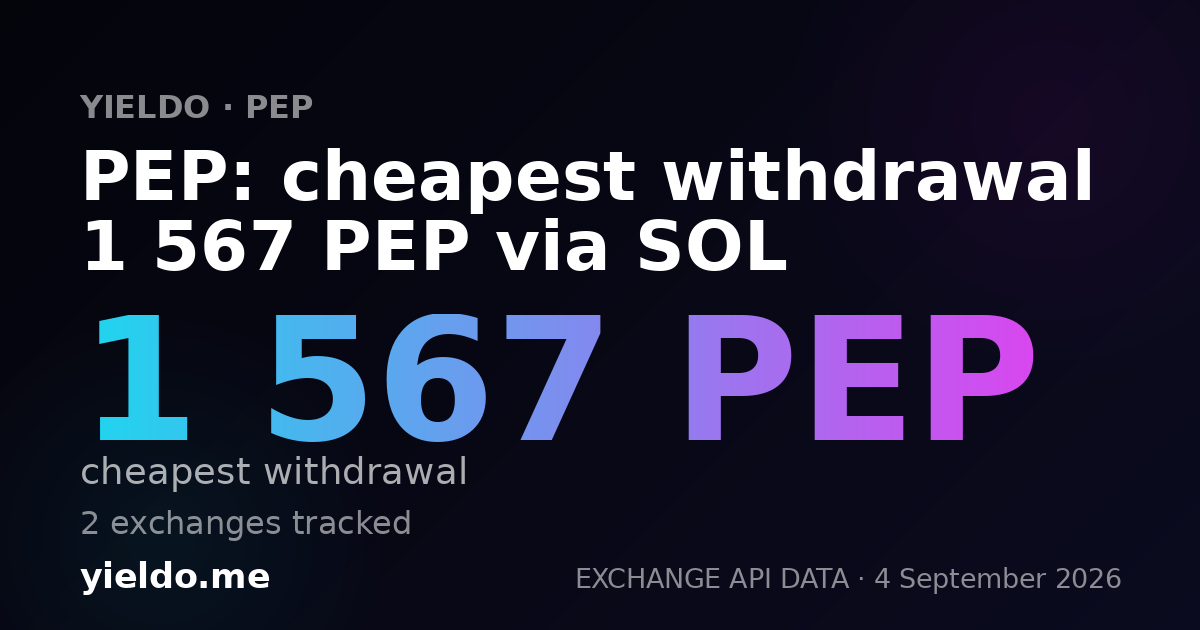 PEP: cheapest withdrawal 1 567 PEP via SOL