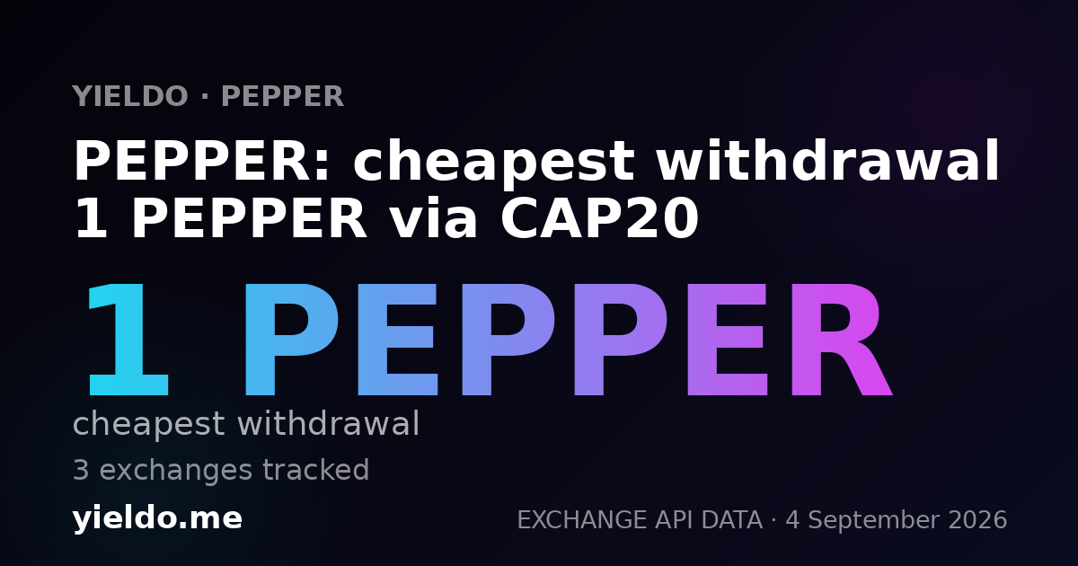 PEPPER: cheapest withdrawal 1 PEPPER via CAP20