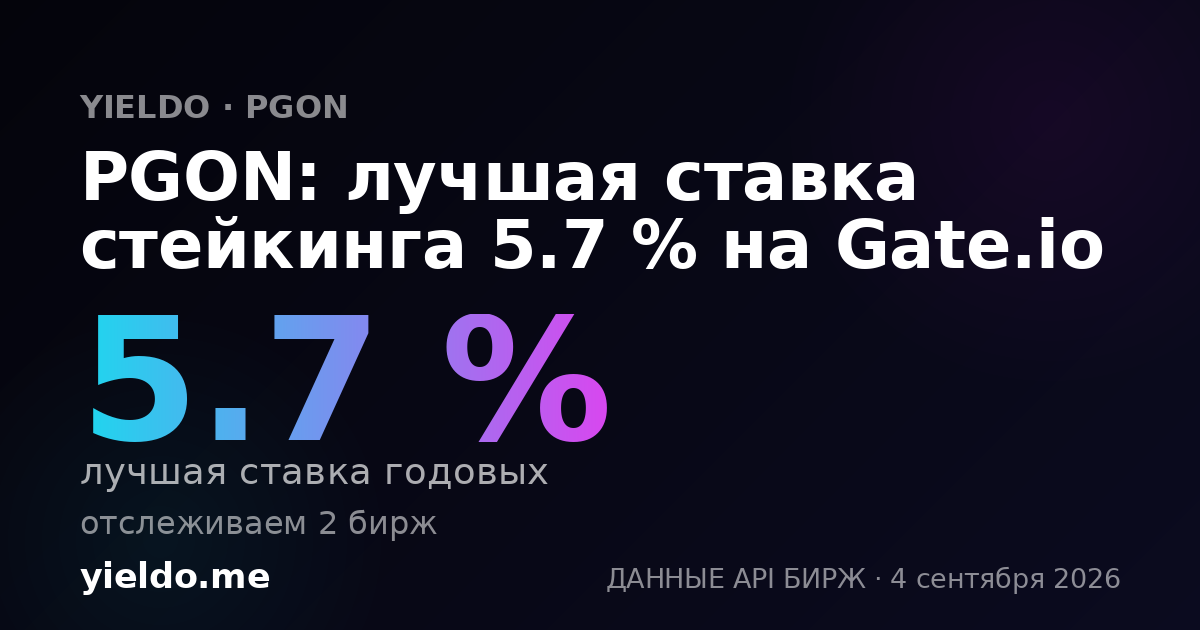 PGON: лучшая ставка стейкинга 5.7 % на Gate.io