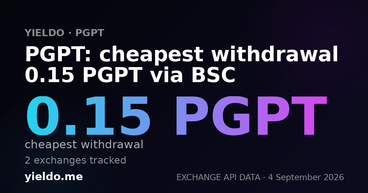 PGPT: cheapest withdrawal 0.15 PGPT via BSC