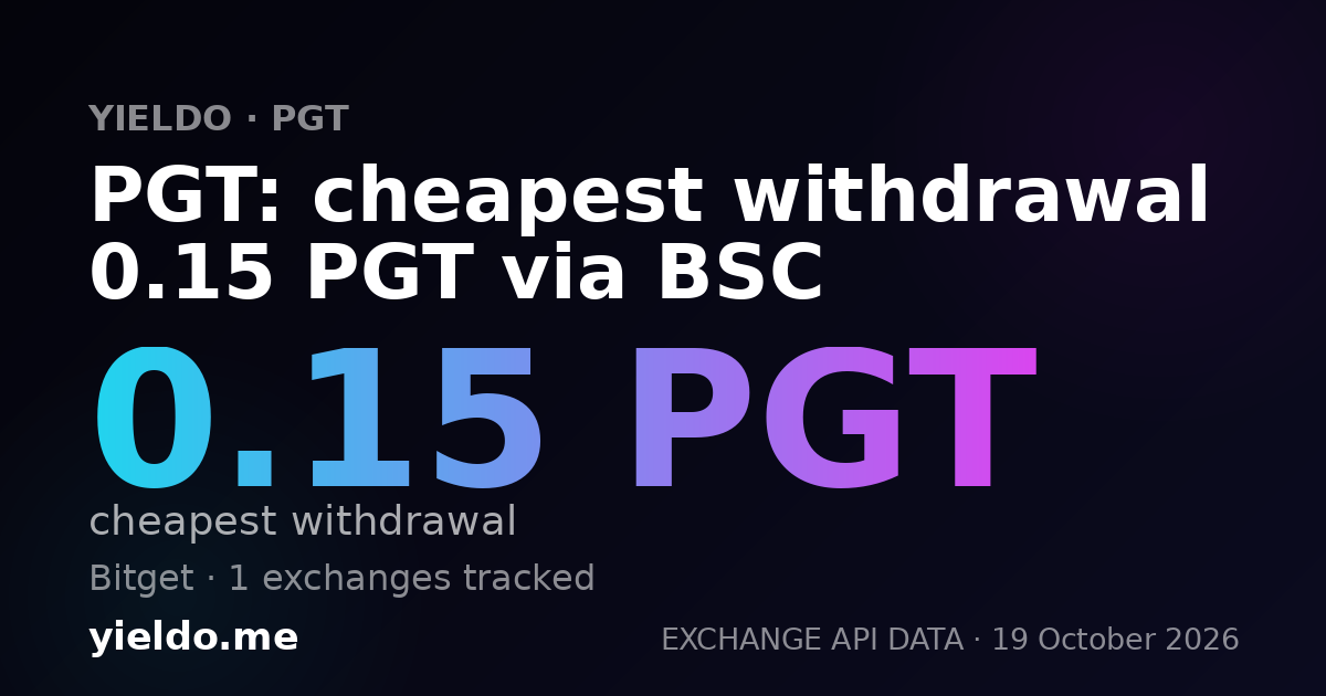 PGT: cheapest withdrawal 0.15 PGT via BSC