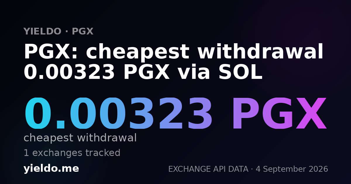 PGX: cheapest withdrawal 0.00323 PGX via SOL