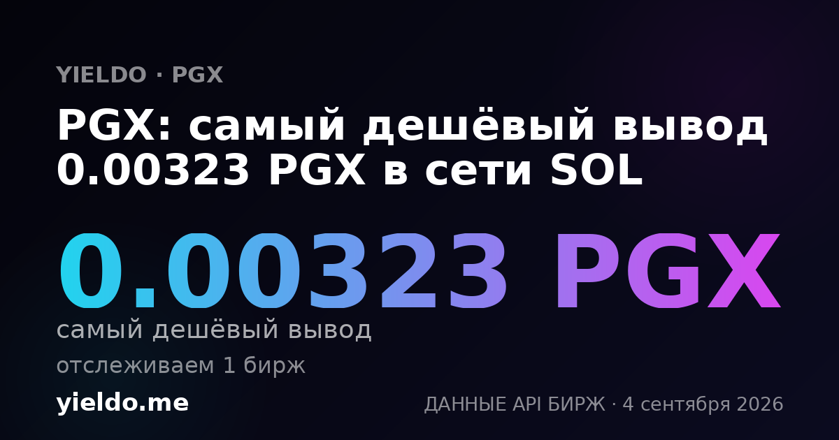 PGX: самый дешёвый вывод 0.00323 PGX в сети SOL