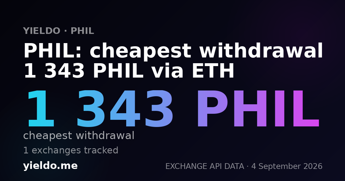 PHIL: cheapest withdrawal 1 343 PHIL via ETH